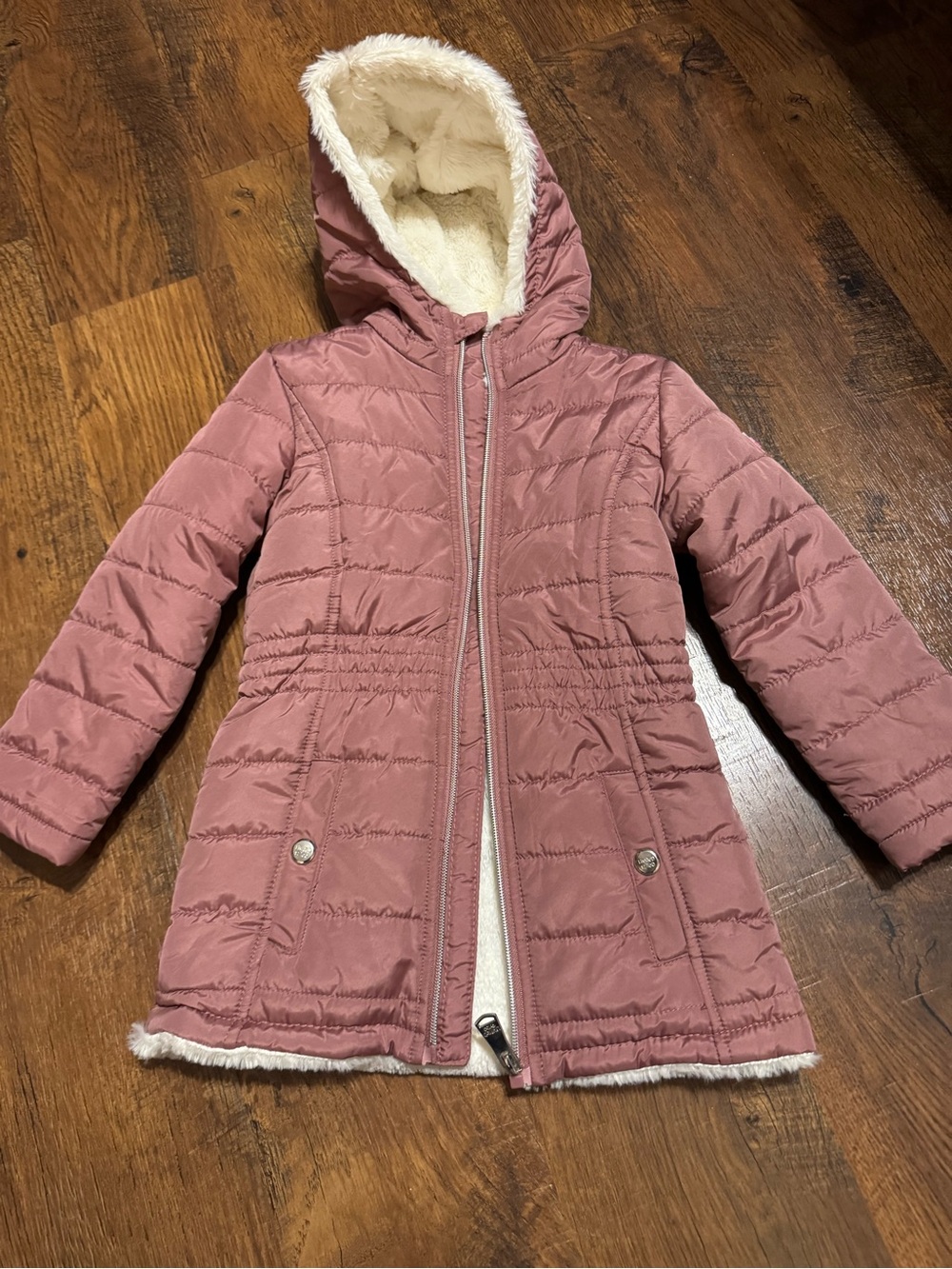 Limited Too Quilted Hooded Puffer Jacket in Mauve Pink
